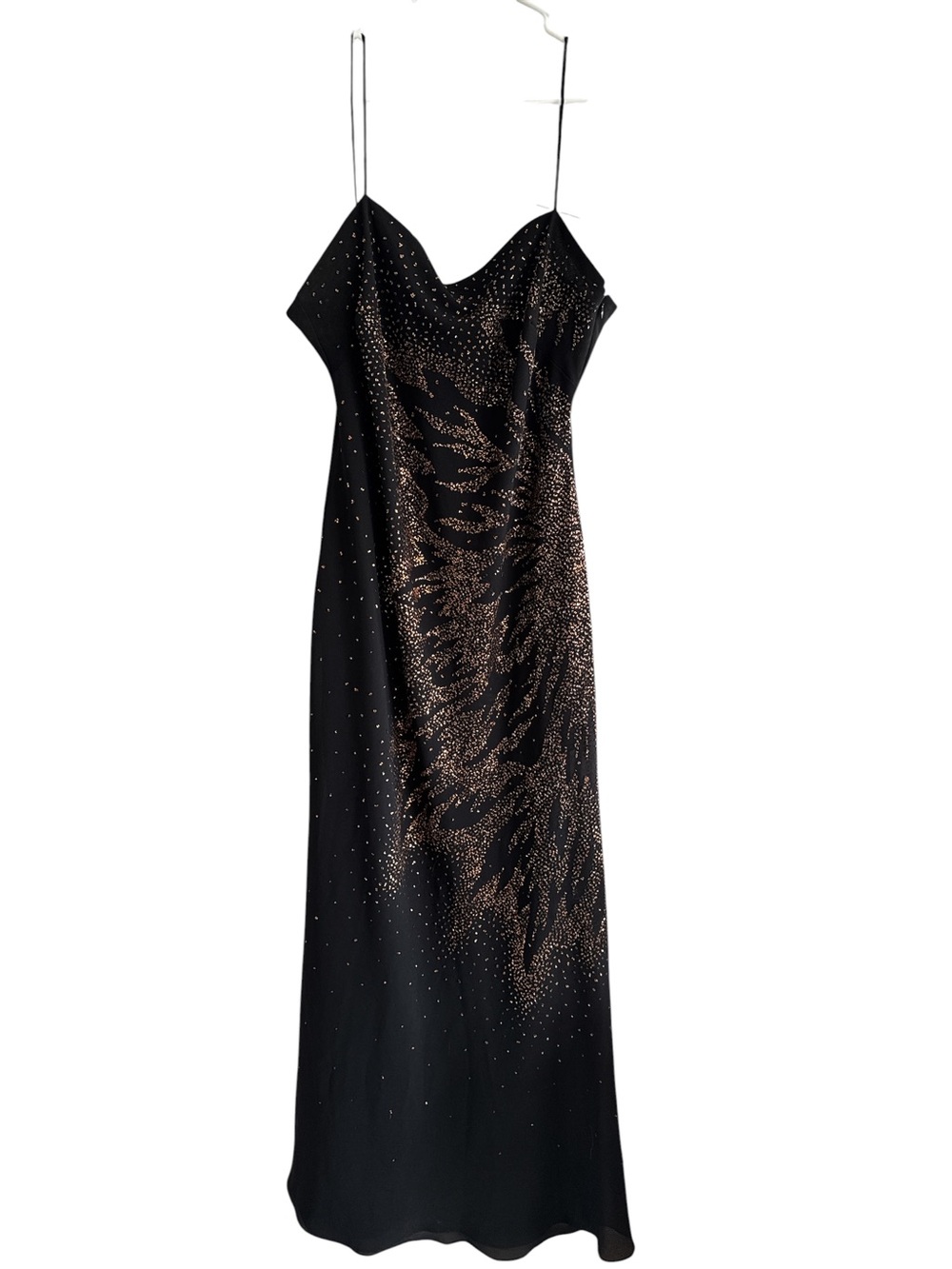 Dollar Black Strapless Evening Slip Dress with Gold Sparkle